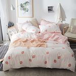 AOJIM 100% Cotton-Super Cute & Soft Kawaii Strawberry Bedding Set 3 PCS- One Queen Duvet Cover with Two Pillowcases【No Comforter】-Valuable Gift for Baby/Teen/Toddler-Girls/Women