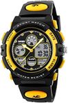 Kids Sports Watch Waterproof Boys Multi-Function Analog Digital Wristwatch Child LED Alarm Stopwatch Birthday Gifts (Yellow)