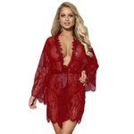 Yummy Bee Sexy Lingerie for Women Sets Lace Robe See Through Lingerie Negligee Babydoll Plus Size Lingerie UK Chemise Dress (Red 24/26)