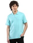 Calvin Klein Jeans Men's Solid Regular Fit Polo Neck T-Shirt (40M6718441_Aqua Sky