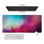 Saikvi Gaming Mouse Pads, Large Mousepad Laptop Computer Keyboard Mat Desk Pad Galaxy Mousepad with Non-Slip Base Stitched Edge for Gaming Office (Pink, 35.4×15.7 in)