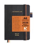 NEORAH — A6 DAILY DATED Planner 2026 ACCOMPLISH - 512 Pages of Yearly•12 Month•52 Week+Hourly•365 Daily Journal Pages•Budget•Habit Tracker-Office Diary Academic - Hardcover[Pen Loop Attachable](BLACK)