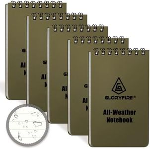 GLORYFIRE Waterproof Notebook Tactical All-Weather Spiral Memo Paper Notepad with Waterproof Grid Paper for Outdoor Activities Recording 3x5 (5pcs)