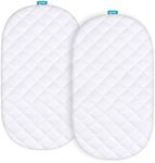 Waterproof Bassinet Mattress Pad Cover Compatible with SNOO Smart Sleeper and Simmons Kids by The Bed Twin City Sleeper Bassinet, 2 Pack, Ultra Soft Viscose Made from Bamboo Terry Surface