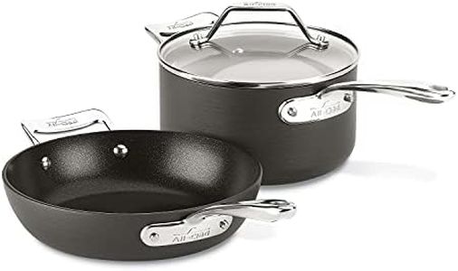 All-Clad Essentials Hard Anodized Nonstick Fry & Sauce Pan Set 8.5 Inch, 2.5 Quart Oven Broiler Safe 500F Pots and Pans, Cookware Black