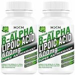 HXN R-Alpha Lipoic Acid 600mg, ALA With Omega-3, Coq10, Vitamin B12, L-Glutathione, Hyaluronic Acid, And Vit C For Antioxidant Supplement & Energy Boost-120 Tablets (Pack 2, Sugar-Free)