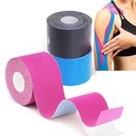 Kinesiology Tape 3Roll*5m of Elastic Muscle Support Tape, Rock Tape Stickiness Lasts 5-7 Days for Exercise, Sports & Injury Recovery, Body Tape, Boob Tape, Physio Tape, Trans Tape, Athletic Tape