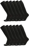 TCK Over the Calf Work Socks 12 Pair Moisture Wicking for Men and Women (Black, X-Large)