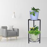 D&V ENGINEERING - Creative in innovation 2-Tier Iron Potted Plant Stand Flower Pot Holder for Home & Garden décor (Black)