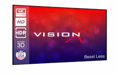 VISION X Screens Edgeless Fixed Frame Projector Screen 16:9 Aspect Ratio, 1.5 Gain Active 3D 4K Ultra HD Projection Screen for Classroom, Office & Home Theater (ALR Crystal 4K Edgeless, 100 Inch)