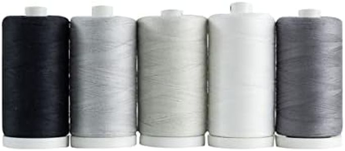 Connecting Threads 100% Cotton Thread Sets - 1200 Yard Spools (Set of 5 - Salt & Pepper)