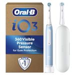 Oral-B iO3 Electric Toothbrushes, Toothbrush for Adults with 1 Toothbrush Head, 1 Travel Case, Gifts for Women & Men, Blue (EU Plug)