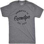 Mens Promoted To Grandpa 2022 and 2023 Tshirt Funny New Family Graphic Tee (Dark Heather Grey - 2022) - L