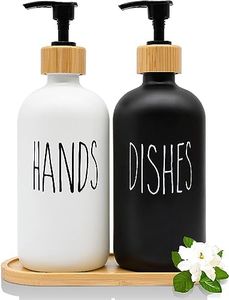 PENGQIMM 16 Oz Glass Hand Soap Dispenser, 2 Pack Dish Soap Dispenser for Kitchen Sink,Versatile Lotion Liquid Soap Dish Dispenser Hand Soap Dispenser with Pump for Bathroom, Countertop, Kitchen,Room