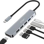 JESWO USB C Hub, USB C to HDMI MacBook Adapter, 6 in 1 Type C Adapter with 4K HDMI, 100W PD Charging, Multi USB 3.0 USB-A Ports for MacBook Air, iPad Pro, XPS and More USB-C Device