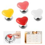 Toilet Flush Button Heart-Shaped, 4pcs Toilet Press Button Replacement, Universal Colorful Plastics Toilet Tank Button Aid for Home Bathroom Decor