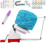 Large Capacity Yarn Ball Winder - Yarn Winder Easy to Set Up and Use - Hand Operated Yarn Winder 10 Ounce Capacity + 53 Pieces Stitch Knitting Needles + 1 Pieces Scissors