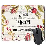 Christian Bible Verses Scripture Quotes Proverbs 3-5 Mouse Pad, Trust in The Lord with All Your Heart Mouse Pads Vintage Old Floral Wood Design Mat. 7.9x9.5 Inch…