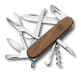 Victorinox Huntsman Swiss Army Pocket Knife, Medium, Multi Tool, 13 Functions, Blade, Bottle Opener, Wood, 91mm