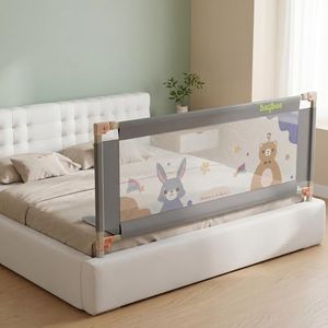 BAYBEE Bed Rail Safety Guard for Kids | Bed Railing for Baby Safety Fence with 28 Level Height Adjustable & Portable Bed Side Protector from Baby Falling Guard (5Ft, 1 Side, Grey)