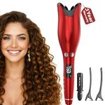 ENEM Hair Curler Machine, Easy, Automatic Hair Curler for women, with 1 year Warranty from enem, 4 Temperature Settings, Anti-Scald Design Curler, Quick Curls in 10 Minutes, 360° Swivel Cord for Effortless Styling (Red)