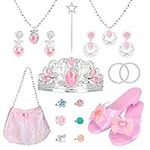 NINAOR Princess Dress Up Accessories Pretend Play Jewelry Princess Toys Set with Shoes 19PCS Birthday Party Gifts for Toddler