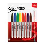 Sharpie Permanent Markers, Fine Point, Assorted Colours, 8 Count