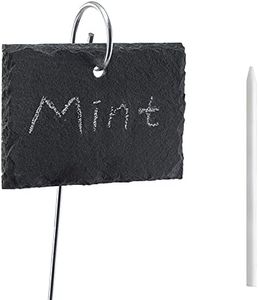 Navaris Marcadores de Pizarra para Plantas - Set de 10x Carteles de Pizarra Rectangular con 10x estaca y 2X Tiza - Etiquetas rectangulares de 10 x 7 CM para huerto semilleros