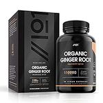 Organic Ginger Root 1100mg - 45 Days Supply - 90 Vegan Capsules - by Alpha01®