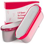 Ice Cream containers for homemade ice cream, Reusable Storage Freezer ice cream Container With Lids,2 Pack, BPA FREE, Dishwasher Safe Tub. Double Insulated, 1.5 Quart, Red and Burgundy , Non Slip