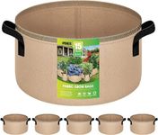 iPower 15 Gallon 5 Pack Grow Bags Nonwoven Fabric Pots Aeration Container with Strap Handles for Garden and Planting, Tan