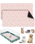 Bissap 2 Packs Guinea Pig Cage Liners, 47''X24'' Washable Guinea Pig Pee Pads Non Slip Reusable Fast and Super Absorbent Bedding for Small Animals Rabbit Hamster Chinchillas Rat - Pink