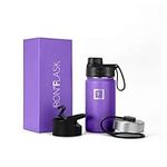 IRON °FLASK Sports Water Bottle - Wide Mouth with 3 Spout Lids - Stainless Steel Gym & Outdoor Bottles for Men, Women & Kids - Double Walled, Insulated Thermos, Metal Canteen - Violet, 14 Oz