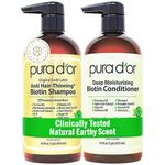 PURA D'OR Gold Label Anti-Thinning Deep Moisturizing Therapy Shampoo & Conditioner Set, Clinically Tested Effective Solution, Infused with Organic & Natural Ingredients for All Hair Types, Men & Women