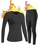 UNIQUEBELLA Womens Thermal Underwear Long Johns Base Layer Set for Women Athletic Underwear Set Black