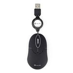 NGS SIN Black Optical Mouse 1000dpi and Retractable USB Cable Computer or Laptop Mouse with 2 Buttons for Left and Right Handed Users