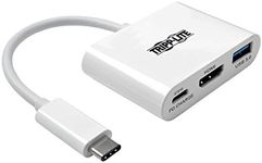 Tripp Lite U444-06N-HU-C USB-C-HDMI External Video Adapter with USB-A Hub & USB-C PD Charging Port, White