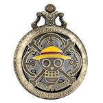 RV Mart Anime One Piece Luffy Skull Pocket Unisex Metallic Analog Watch Antique Vintage Classic Retro Metal Keychain Key Chain For Car Bikes Key Ring -White