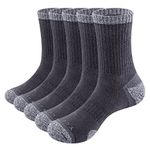 YUEDGE Women's Cushioned Grey Cotton Crew Socks Moisture Wicking Gym Tennis Golf Training Athletic Socks For Women Size 6-9, 5 Pairs/Pack