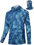 Willit Men's Sun Protection Hoodie UPF 50+ Fishing Hiking Shirt Long Sleeve SPF UV Shirt Rash Guard Lightweight Blue Wave L