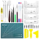 Swpeet 31Pcs Precision Craft Weeding Tools for Vinyl Weeding, Including T-Shirt Alignment Rules, Hook Weeder, Sewing Mark Pencil, Scraper for Sewing, DIY Art Work Cutting, Hobby, Scrapbook