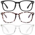 Gaoye 3-Pack Blue Light Blocking Glasses, Fashion Square Fake Nerd Eyewear Anti UV Ray Computer Gaming Eyeglasses Women/Men