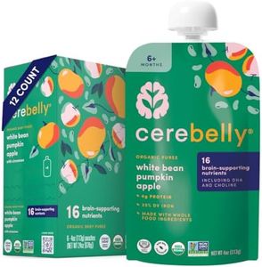 Cerebelly Baby Food Pouches – Organic Veggie Purees for Toddlers | No Added Sugar, Fiber, Non-GMO | Blended Toddler Pouches | 4 Ounce BPA-Free Pouch | White Bean Pumpkin Apple | 12 Count