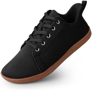 BUHCFBO Wide Toe Barefoot Shoes for Mens Womens Minimalist Cross-Trainer Shoes Walking for Men Women Zero Drop Sole Trail Running Sneakers Tennis Gym Workout,Black 5