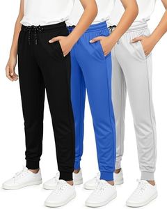 3 Pack Boys Girls Youth Active Teen Mesh Boy Sweatpants Joggers Running Basketball School Track Pants Athletic Workout Gym Apparel Training Jogger Fit Kid Clothing Casual Pockets - Set 4,L(14-16)