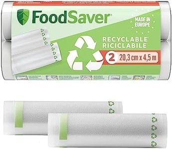 FoodSaver Rouleaux d’emballage sous vide - Sacs alimentaires recyclables et réutilisables - Conservent la fraîcheur de vos aliments jusqu’à 5 fois plus longtemps - Sans BPA - 2 rouleaux (20cm x 4,5m)