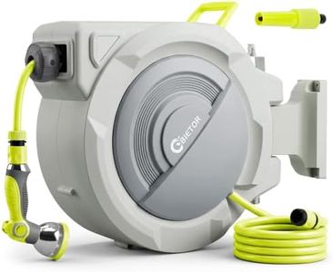Bietor Retractable Garden Hose Reel, 1/2“ x 30m+2m Upgraded UV Resistant Heavy Duty Wall Mounted Hose Reel with 10 Patterns Nozzle, Any Length Lock, Slow Return System, 180°Swivel Bracket