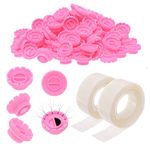 EKYSSO Glue Rings Lash Extension, 200 PCS Volume Glue Holder, Easy Fan Lash Rings for Glue, Flower Glue Cup for Lash Extension Supplies, Eyelash Extension Rings Holder, Pink Lash Holder, Lash Fan Supplies