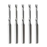 5 Pcs Router Bits CNC End Mill - 1 Flute Down Cut Milling Cutter Tool Sets, 1/8 inch Shank Solid Carbide CNC Bits Spiral Router Milling Cutters for Acrylic MDF Engraving Carving