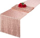 Rose Gold Glitter Sequin Table Runner 12x72 inch for Sparkling Your Party Home Table Docorations Happy Birthday Wedding Bridal Shower Baby Shower